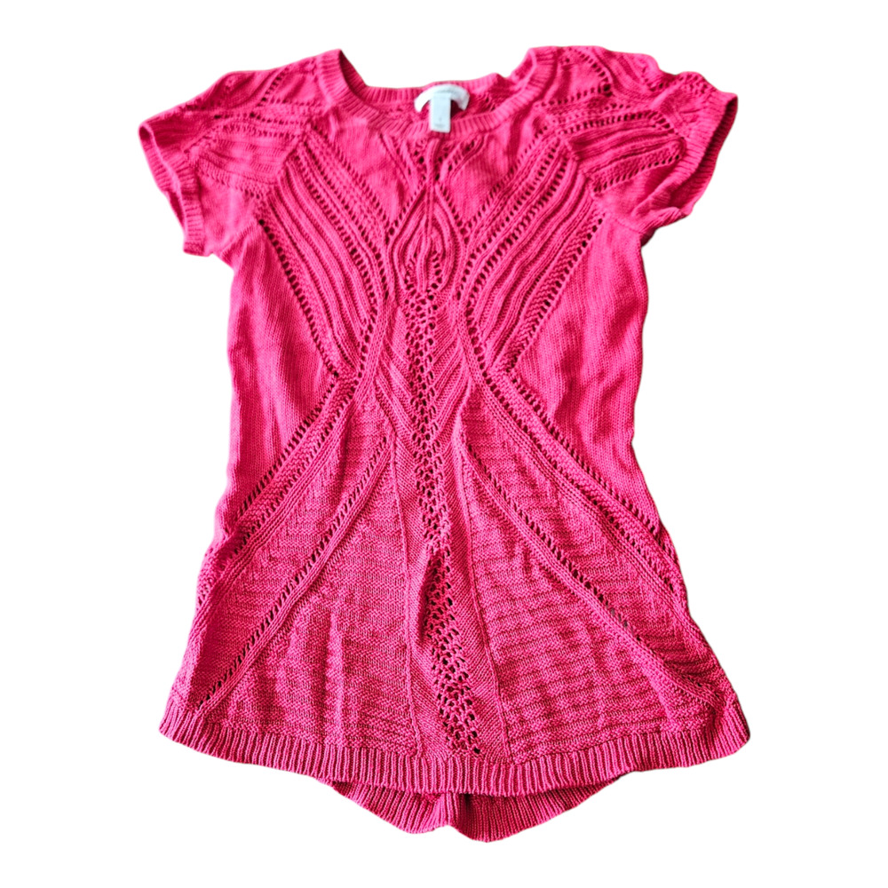 Dressbarn Small Red Knit Short Sleeve Shirt